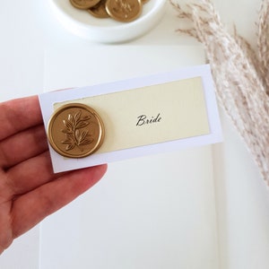 Wedding Place Name Cards with Wax Seal Ivory and White Place name Tags Name Place Setting for Parties Wedding Name Tags image 3