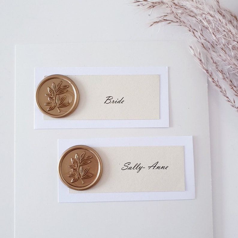 Wedding Place Name Cards with Wax Seal Ivory and White Place name Tags Name Place Setting for Parties Wedding Name Tags image 1