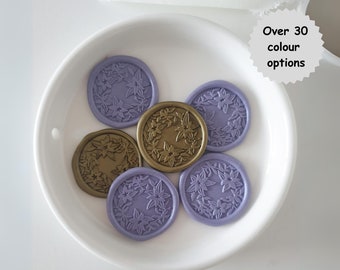 Lily Wreath Wax Seals for Wedding Invitations - Wax seal stickers for envelopes