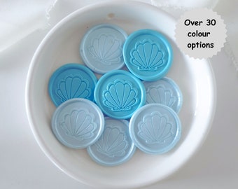 Shell Self Adhesive Wax Seals for Beach Wedding Invitations- Blue Wax Seal