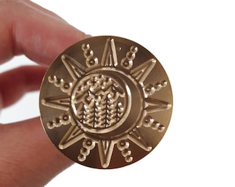Sun and Moon |  Wax Stamp | Celestial Wax Sealing Stamp for Journaling |  30mm Wax Stamp