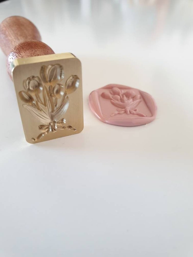 Tulip Wax Seal Stamp, Handmade Wax Stamp DIY Wax Seals, Square Wax Stamp, 3D Wax Seal Stamp image 3