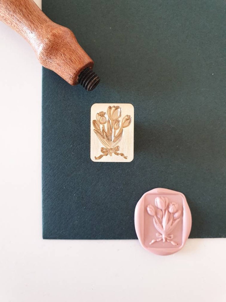 Tulip Wax Seal Stamp, Handmade Wax Stamp DIY Wax Seals, Square Wax Stamp, 3D Wax Seal Stamp image 4