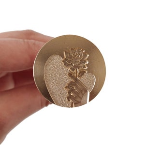 Rose and Heart Wax Seal Stamp: 30mm Brass DIY Seals