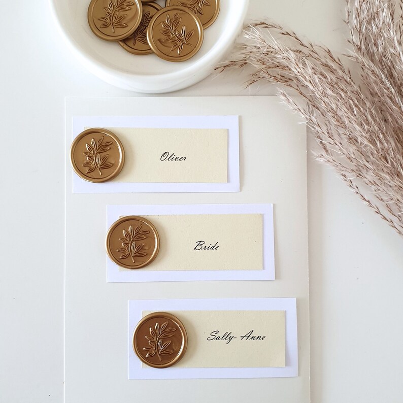 Wedding Place Name Cards with Wax Seal Ivory and White Place name Tags Name Place Setting for Parties Wedding Name Tags image 5