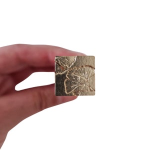 Ginkgo Biloba Wax Seal Stamp: 3D Square Brass Head (15mm)