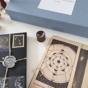 Space and Astrology Themed Stationery Gift Set for Scrapbookers and Journal Lovers Contains DIY Wax Seal Kit & Journaling Items image 3