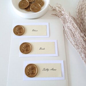 Wedding Place Name Cards with Wax Seal Ivory and White Place name Tags Name Place Setting for Parties Wedding Name Tags image 4