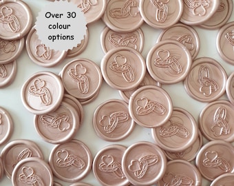 Wedding Ring Wax Seal Stickers - Wedding Stationery wax Seals in over 30 wax seal colours