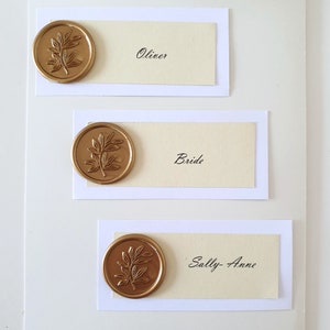 Wedding Place Name Cards with Wax Seal Ivory and White Place name Tags Name Place Setting for Parties Wedding Name Tags image 6