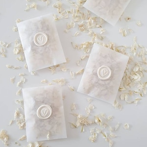 Confettis de mariage pétales ivoire - Sachets de confettis biodégradables - Sachets de pétales séchés préremplis - 100 % biodégradable