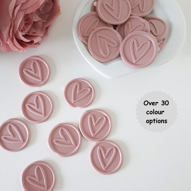 Heart Wax Seal Stickers for Wedding Stationery, Self Adhesive Wax Seals for Envelopes image 1