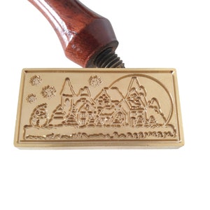 Christmas Village Wax Seal Stamp: Large Festive Envelope Stamper