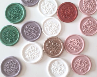 Happy Birthday Self Adhesive Wax Seal Stickers , Birthday Wax Seal Stamps