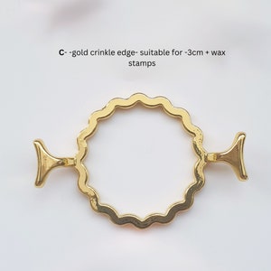 Outil de mise en forme pour sceaux de cire Outil de sceau de cire Guide de forme de sceau de cire _ Cadre de tampon de sceau de cire C- Gold Crinkle Edge