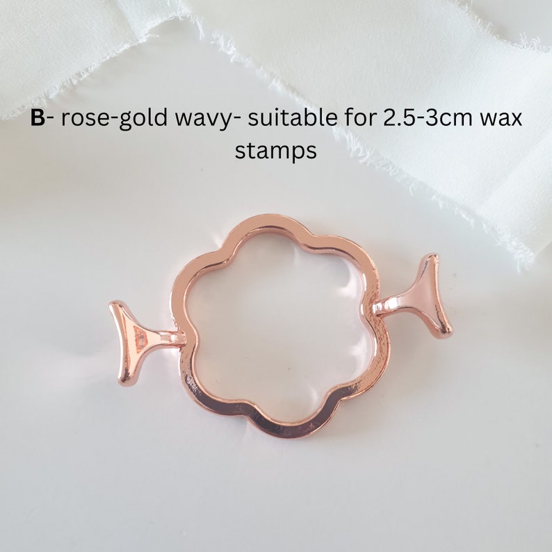 Outil de mise en forme pour sceaux de cire Outil de sceau de cire Guide de forme de sceau de cire _ Cadre de tampon de sceau de cire B- Rose Gold Wavy