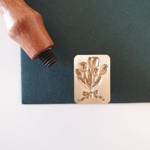 Tulip Wax Seal Stamp, Handmade Wax Stamp DIY Wax Seals, Square Wax Stamp, 3D Wax Seal Stamp image 2