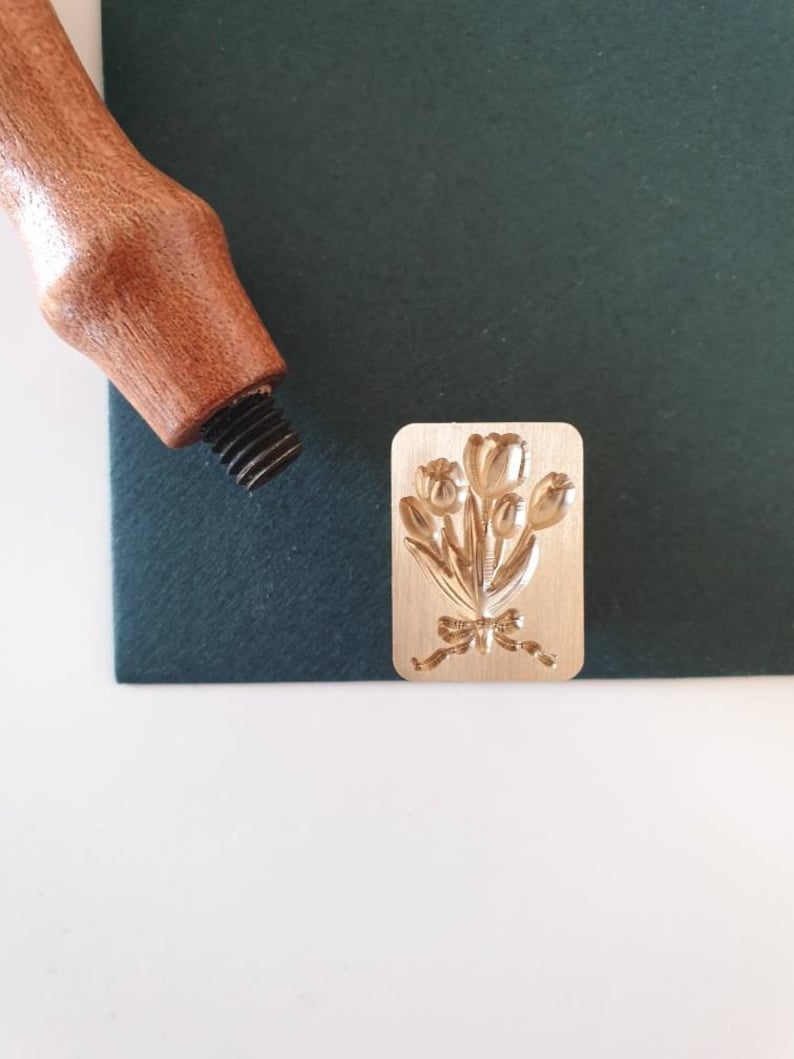 Tulip Wax Seal Stamp, Handmade Wax Stamp DIY Wax Seals, Square Wax Stamp, 3D Wax Seal Stamp image 2