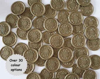 Sunflower Self Adhesive Wax Seals-  Over 30 Colours - Wedding Invitation Wax Seals - Floral Wax Seal Stickers