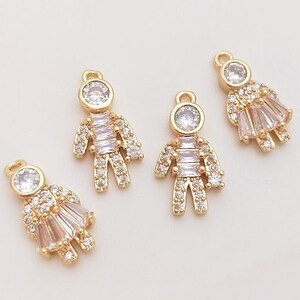 Colgante de dibujos animados espaciales de 10pc, astronauta niña Zircon Colgante Charm, CZ Pave Connector Pendant, DIY Finding Jewelry