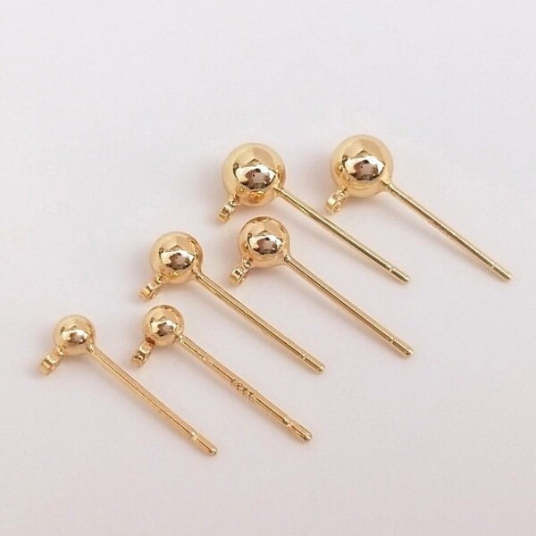 20PCS  Doudou Stud Earrings, Ball Stud Earrings,Gold Plated Brass Ear Wire Hooks Dangle Earring Hooks French Hook Ear Findings