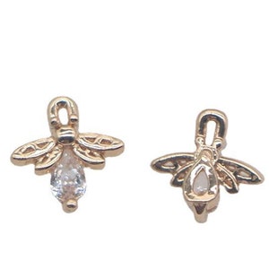 10 Stück Glühwürmchen cz pave Charme, Glühwürmchen Armband Halskette Anhänger, pave Charme, echt vergoldet über Messing