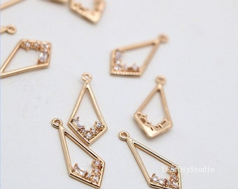 10pcs CZ Pave diamond Charm, 19x9mm CZ Zircon diamon Pendant, Zircon Jewelry Making, Zircon Material Craft Supplies