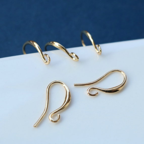 20PCS Real Gold Plated Brass Ear Wire Hooks Dangle Earring Hooks
