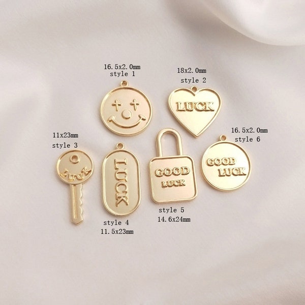 10PCS GOOD LUCK Lock Key Heart Medal Pendant, Clown hang tag, diy fashion jewelry pendant