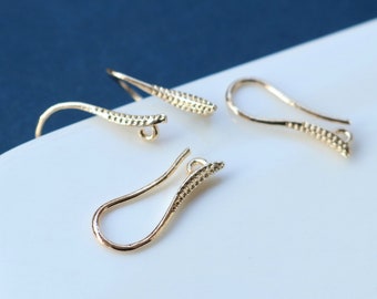 100PCS Real Gold Plated Brass Ear Wire Hooks 10x21mmEarring Hooks French Hook Ear Wires Earrings Findings Components