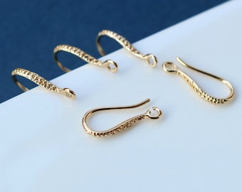 100PCS Real Gold Plated Brass Ear Wire Hooks 8x16mm Earring Hooks French Hook Ear Wires Earrings Findings Components