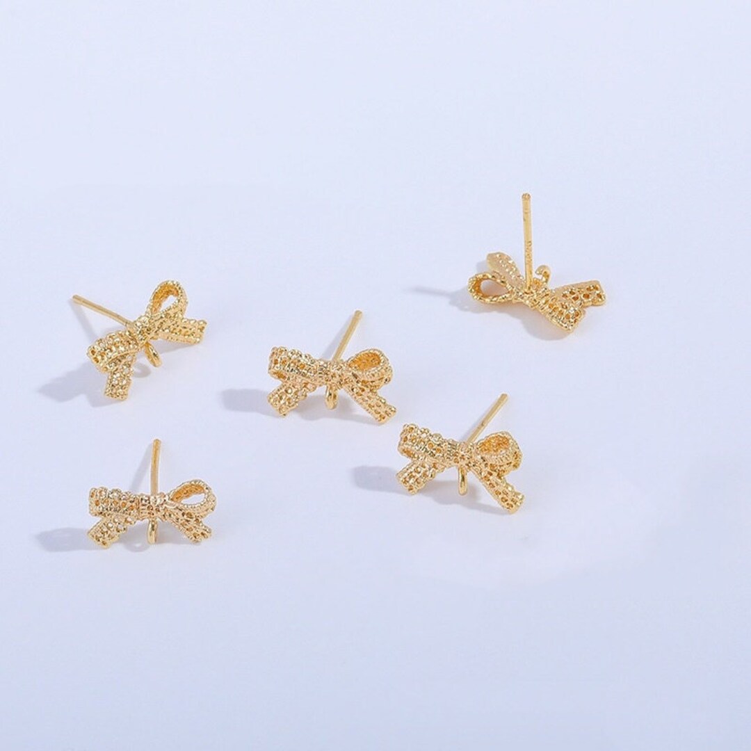 20-Piece Brass Bow Tie Earring Hooks With Cubic Zirconia - Jewelry Making Supplies, DIY Ear Wires