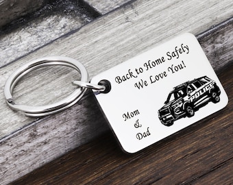 Be Safe Keychain, Essential Worker Gift, Be Safe Dad, Personalized Be Safe Keychain, Drive Safe Keychain, Gift for Police, Gift for fireman