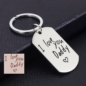 Actual Handwriting Keychain, Christmas Gift for Him, Engraved Handwriting Keychain, Engravement in Their Handwriting, Handwriting Gift