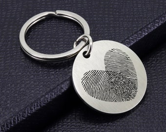 Actual Fingerprint Keychain, Custom Fingerprint Keychain, Personalized Fingerprint Keychain, Valentines Gift, Memorial Gift, Gift for Couple