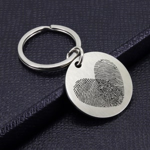 Actual Fingerprint Keychain, Custom Fingerprint Keychain, Personalized Fingerprint Keychain, Valentines Gift, Memorial Gift, Gift for Couple