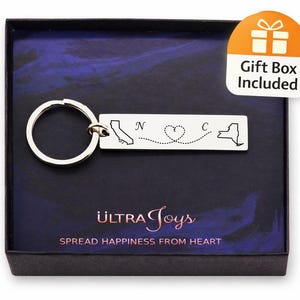 Long Distance Relationship Gifts, For Boyfriend, Girlfriend, Best Friend, US State Initial Keychain, Gift for Him, Valentines Day Gift image 2