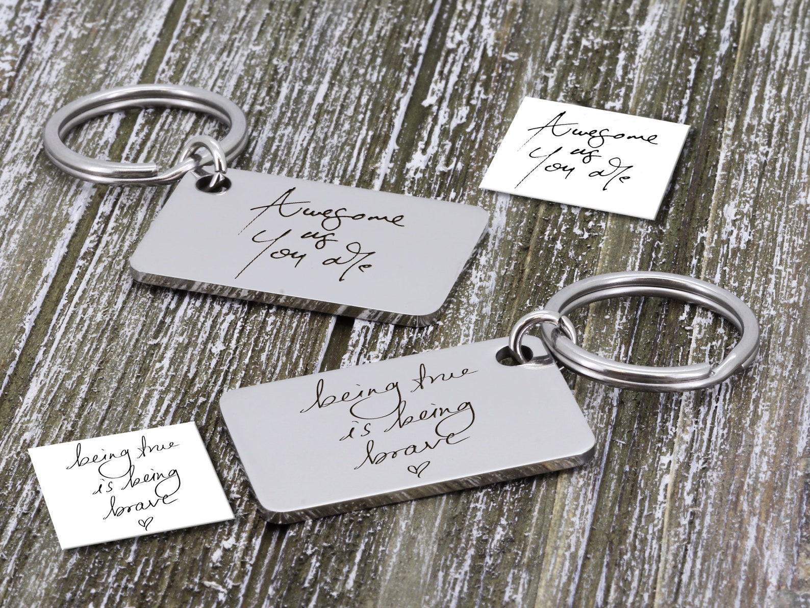 Actual Handwriting Keychain Customized Keychain Signature Etsy