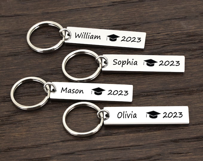 Graduation Gift for Her, Graduation Gift for Him, Class of 2023 Keychains, Bulk Graduation Gift for 2023, Personalized Graduation Keychain