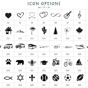 May include: A grid of 45 black and white icons representing various symbols, shapes, and objects. The icons are labeled with the letters G1 through G45.