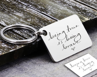 Actual Handwriting Keychain, Customized Keychain, Signature Keychain, Personalized Gift, Handwritten Keychain, In Memory of Gift, Loss Gift