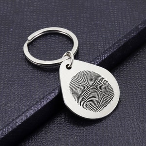 Custom Fingerprint Keychain, Personalized Fingerprint Keychain, Fingerprint Jewelry, Teardrop Memorial Keychain, Memorial Gift, Gift for him