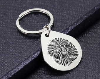 Custom Fingerprint Keychain, Personalized Fingerprint Keychain, Fingerprint Jewelry, Teardrop Memorial Keychain, Memorial Gift, Gift for him