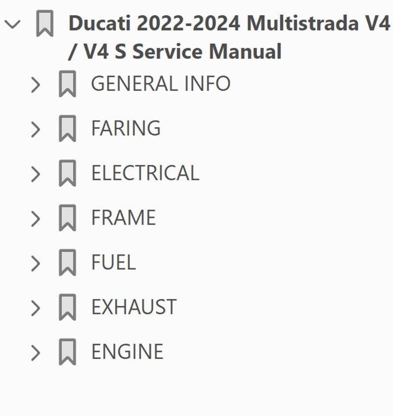 Manual de taller y servicio en PDF para Ducati Multistrada V4/S (2021-2024), con 1794 páginas. imagen 2