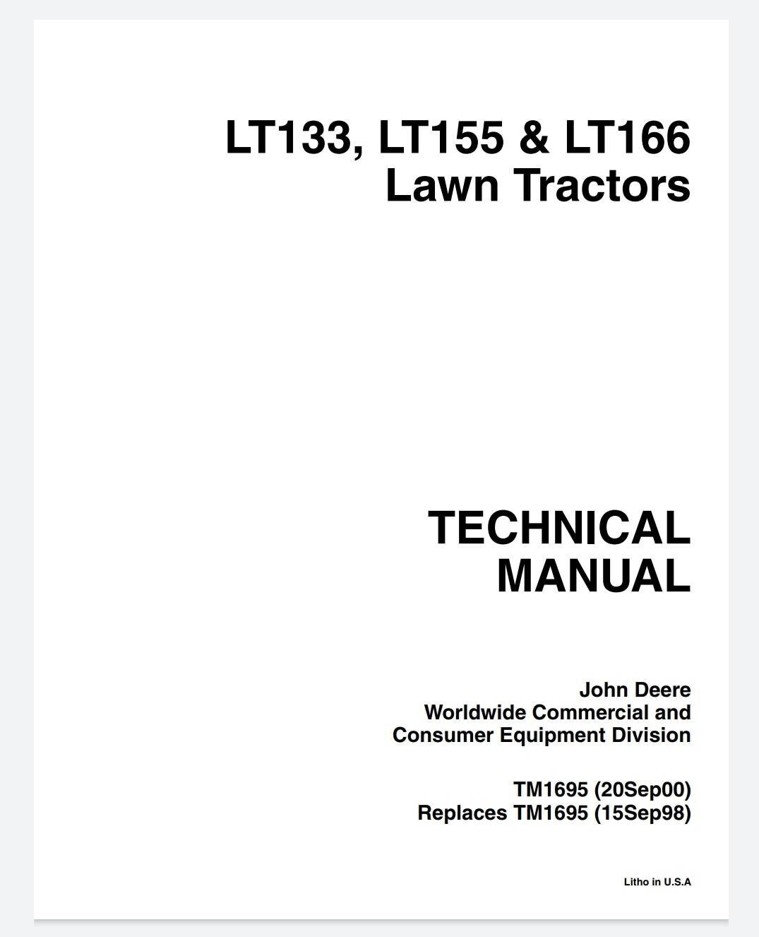 John deere lt133 manual hotsell