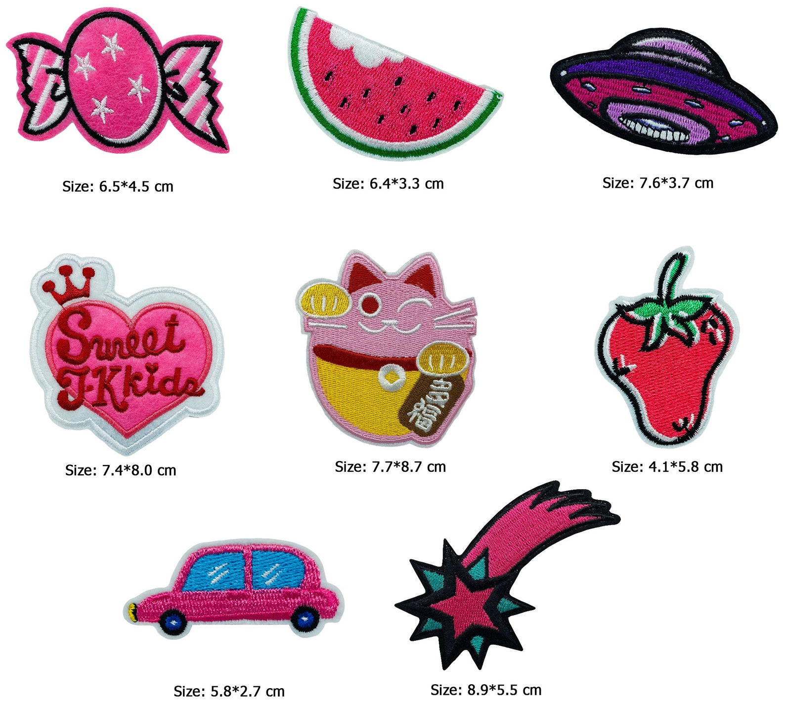 Pink Patches Embroidered Sew On / Iron On Applique Transfers Etsy