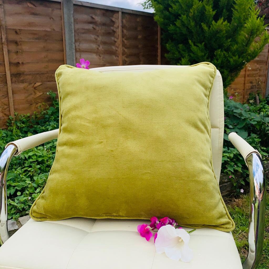 Luxury Lime Green Velvet Cushion Covers with matching Piping Etsy