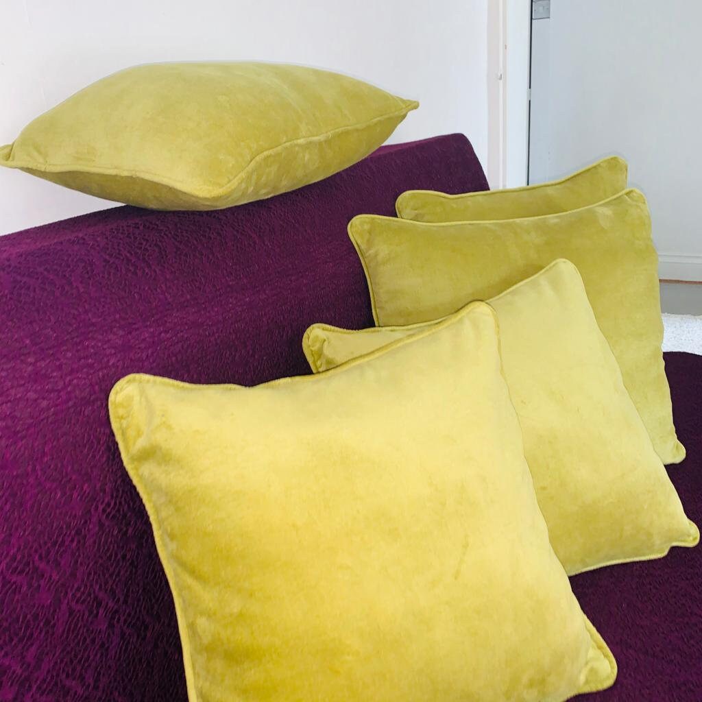 Luxury Lime Green Velvet Cushion Covers with matching Piping Etsy