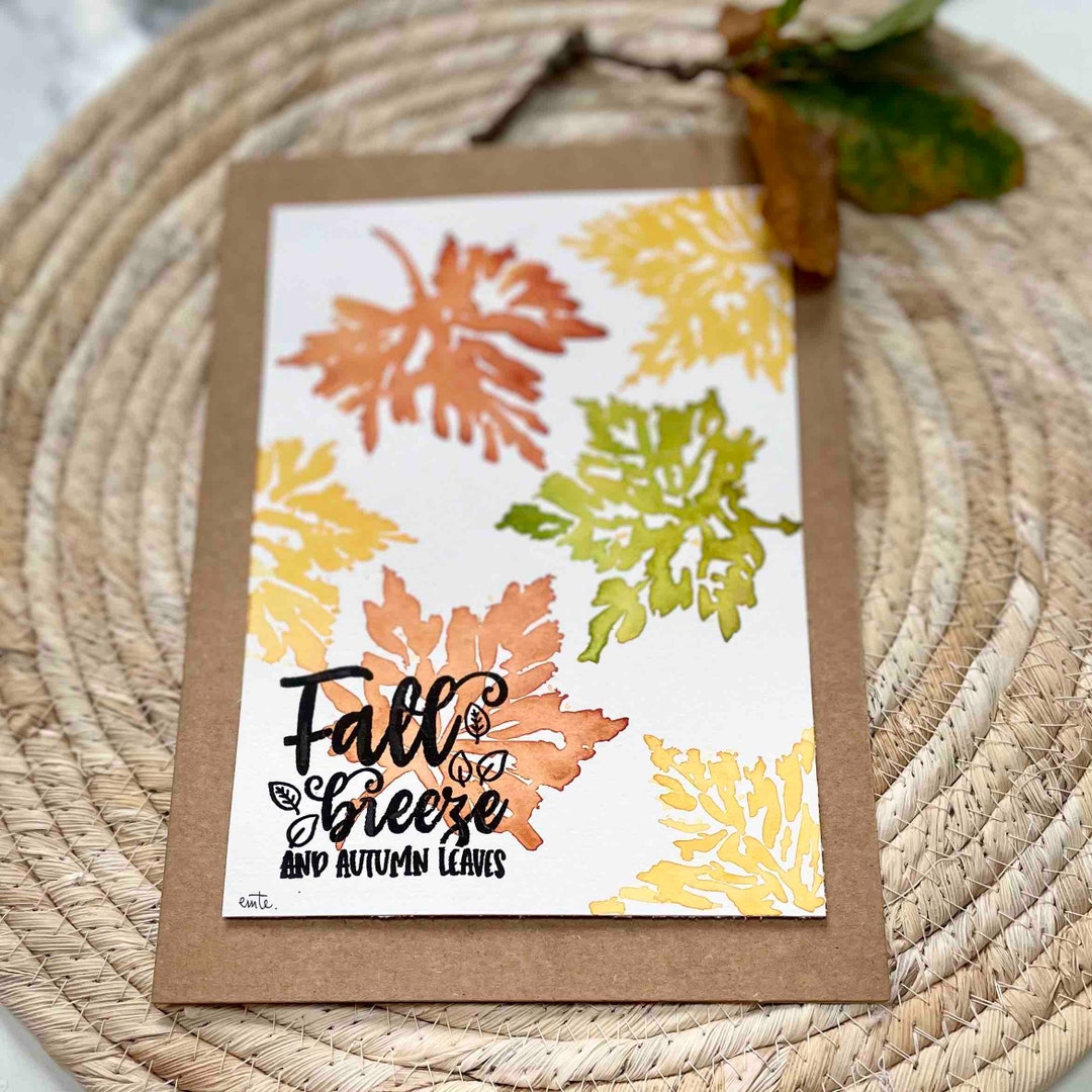 Watercolour Hand Painted Greetings Cards Autumn Leaves Etsy