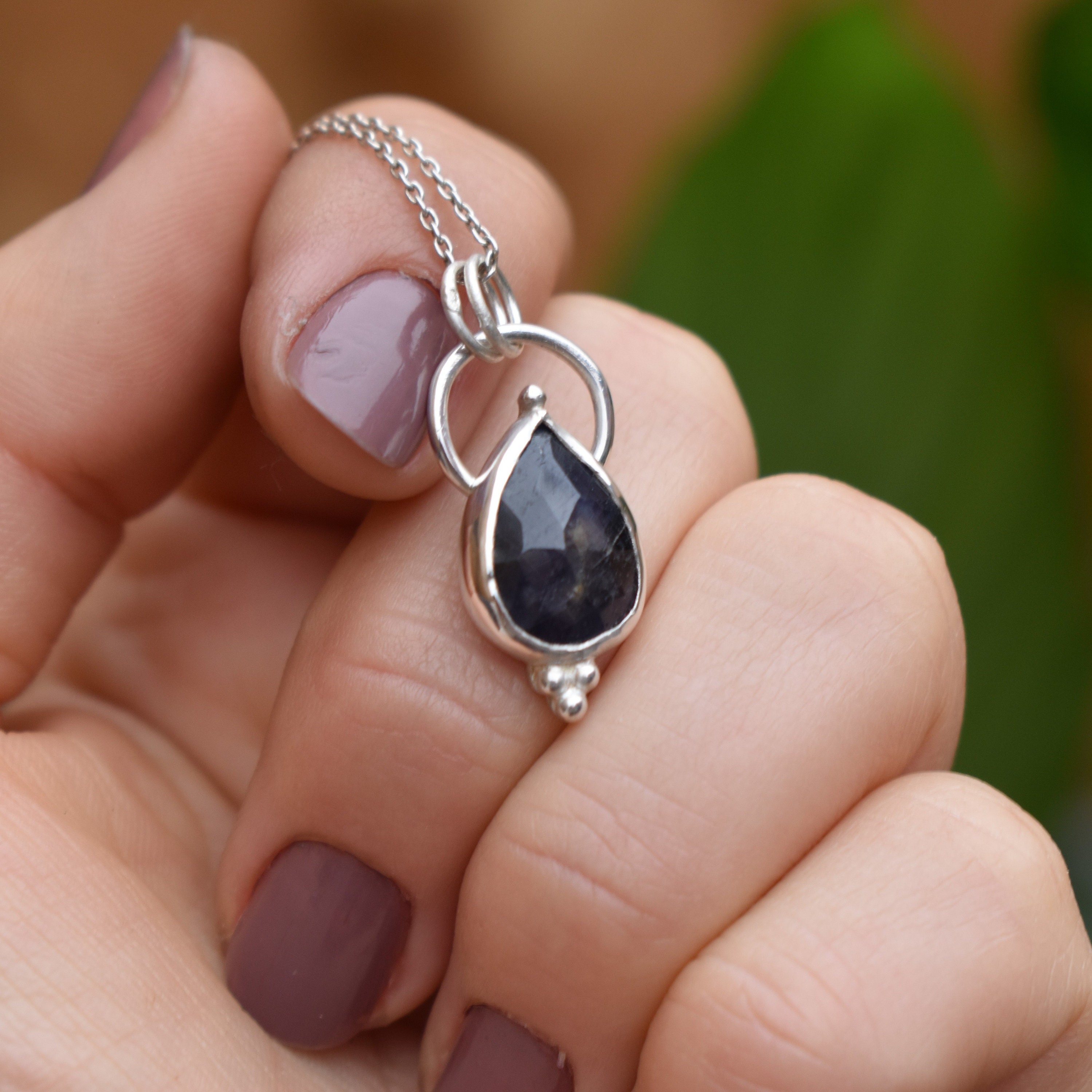 Black Sapphire Pendant | Etsy